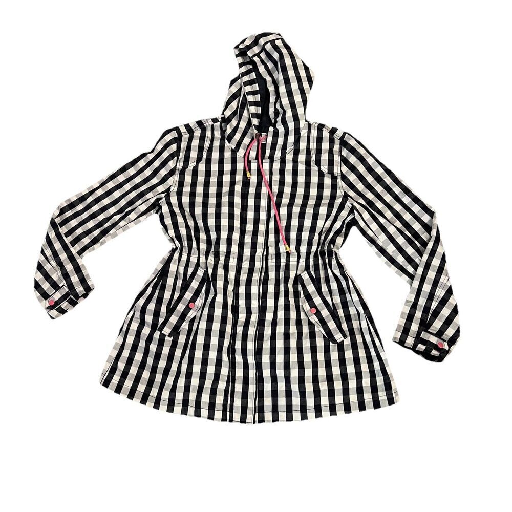 Crown & Ivy Women’s Jacket XL Hoodie Gingham Blue Beige Pink‎